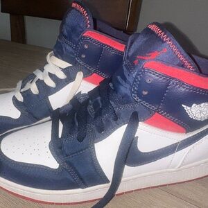 Jordan Blue and Red High-Top Sneakers